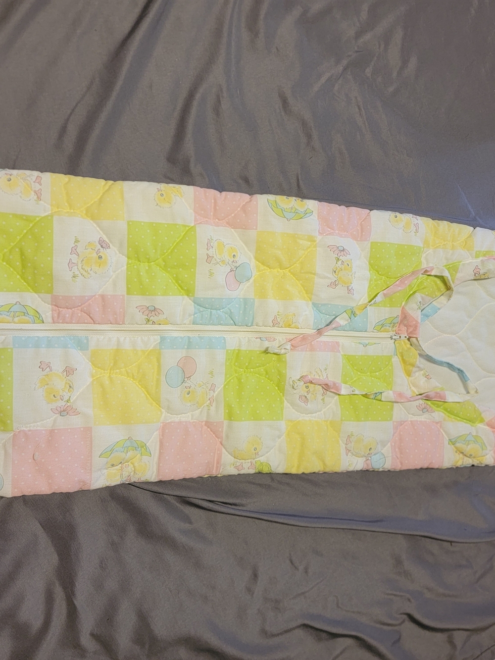 Vintage Quilted Baby Bunting Sleep Sack Pastel Chick Patchwork 29 Inches